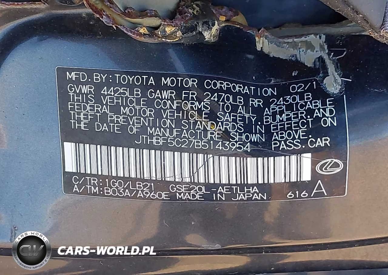 2011 Lexus Is 250 VIN:JTHBF5C27B5143954 - 9