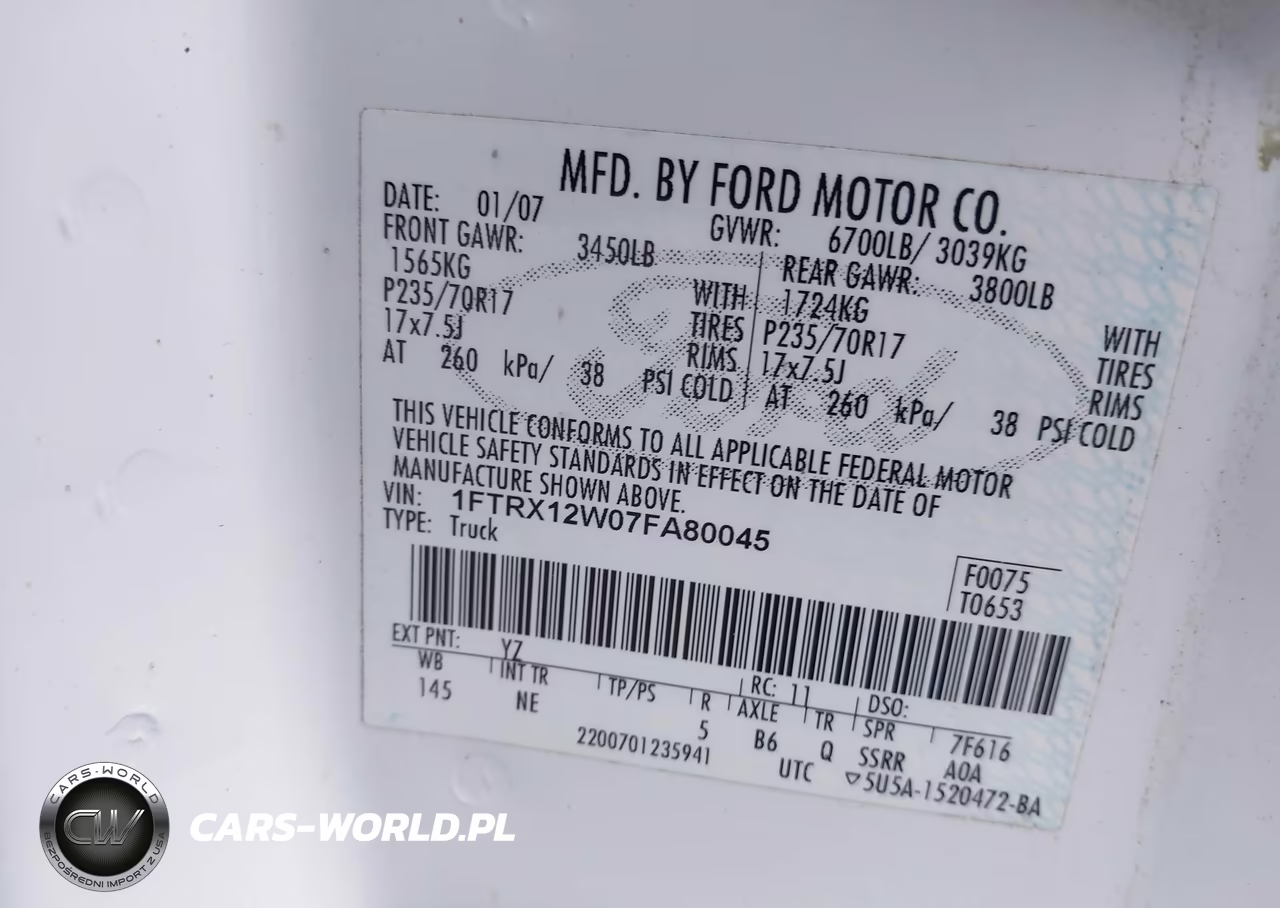 2007 Ford F-150 Stx-Xl-Xlt VIN:1FTRX12W07FA80045 - 9