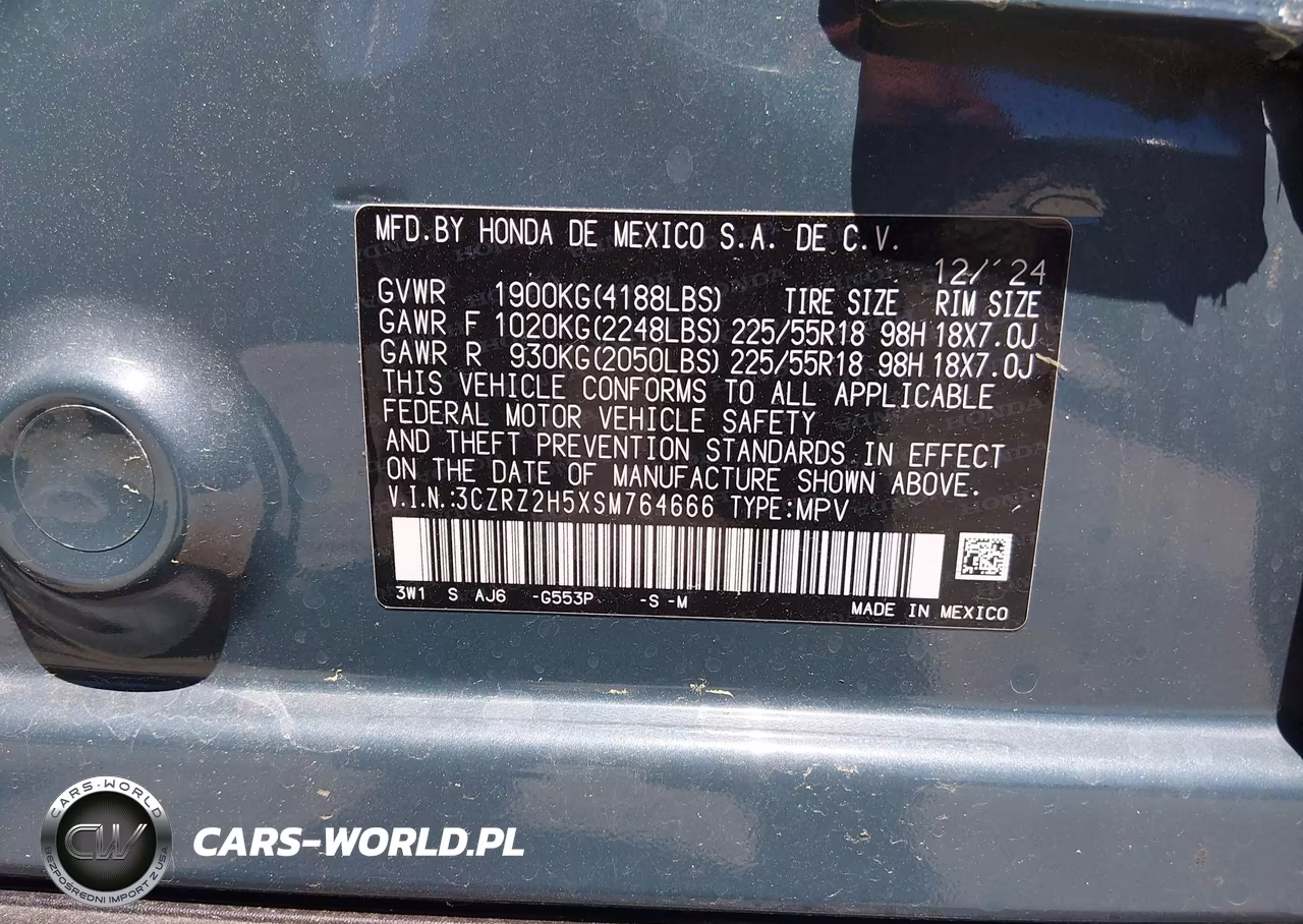 2025 Honda Hr-V Awd Sport VIN:3CZRZ2H5XSM764666 - 9