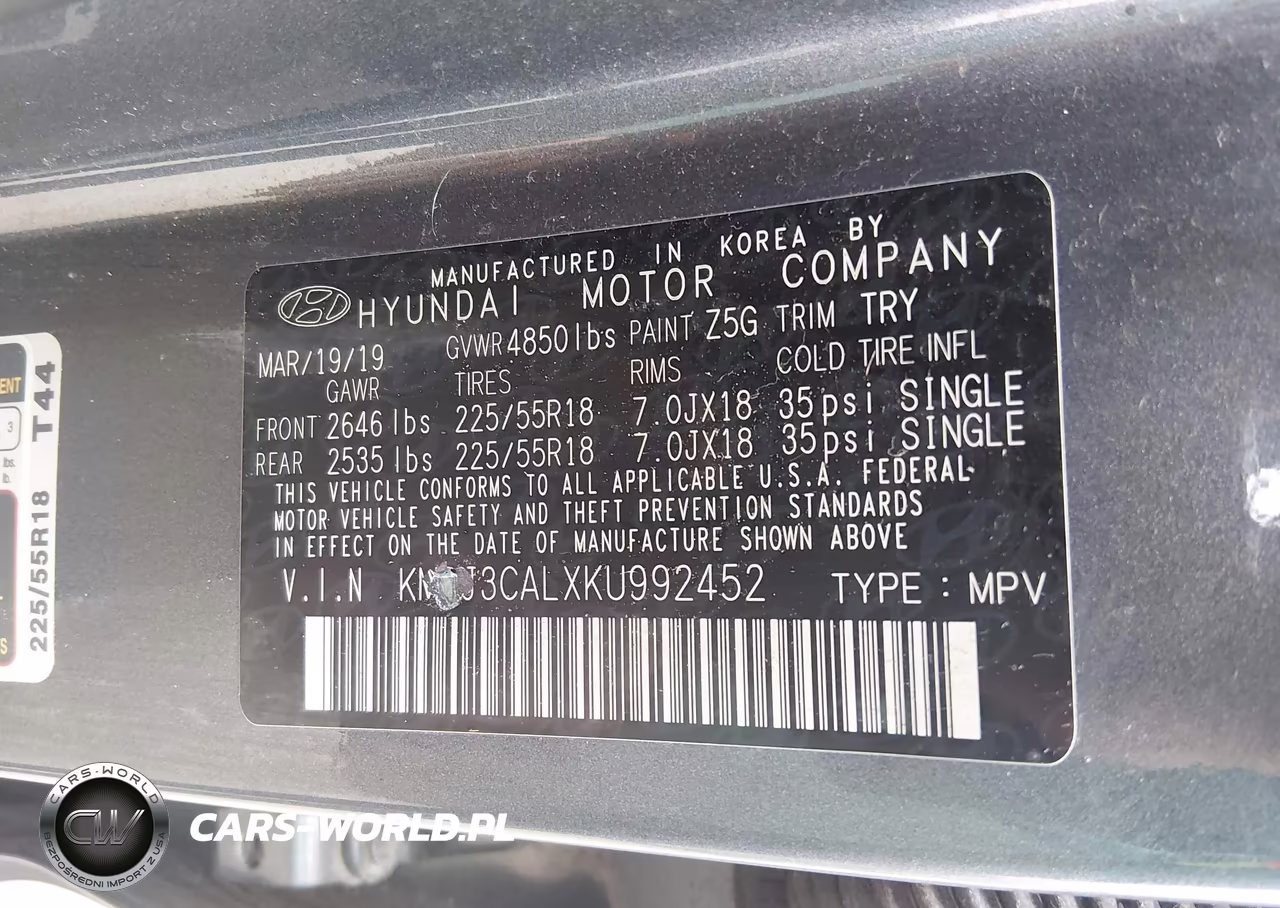 2019 Hyundai Tucson Sel VIN:KM8J3CALXKU992452 - 9