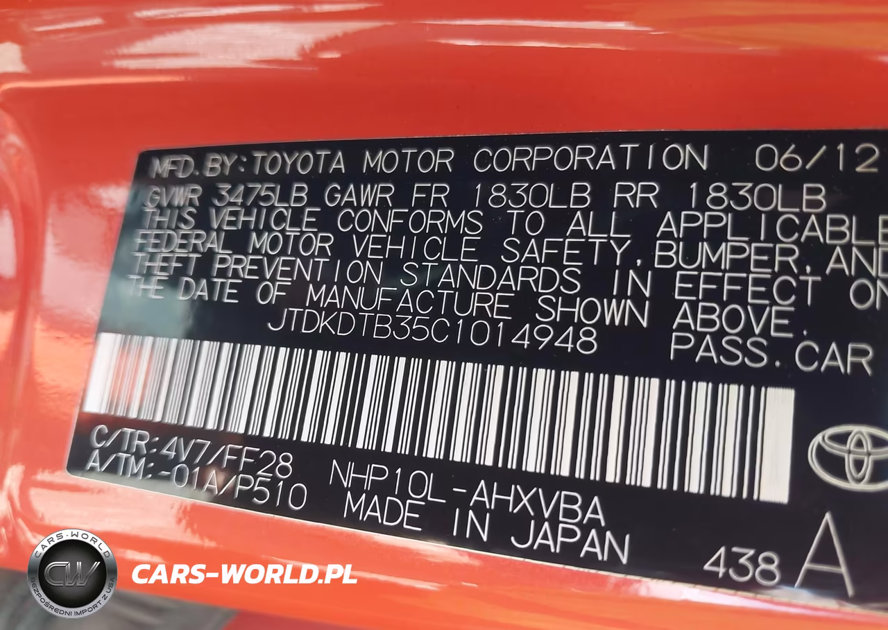 2012 Toyota Prius C Two VIN:JTDKDTB35C1014948 - 9