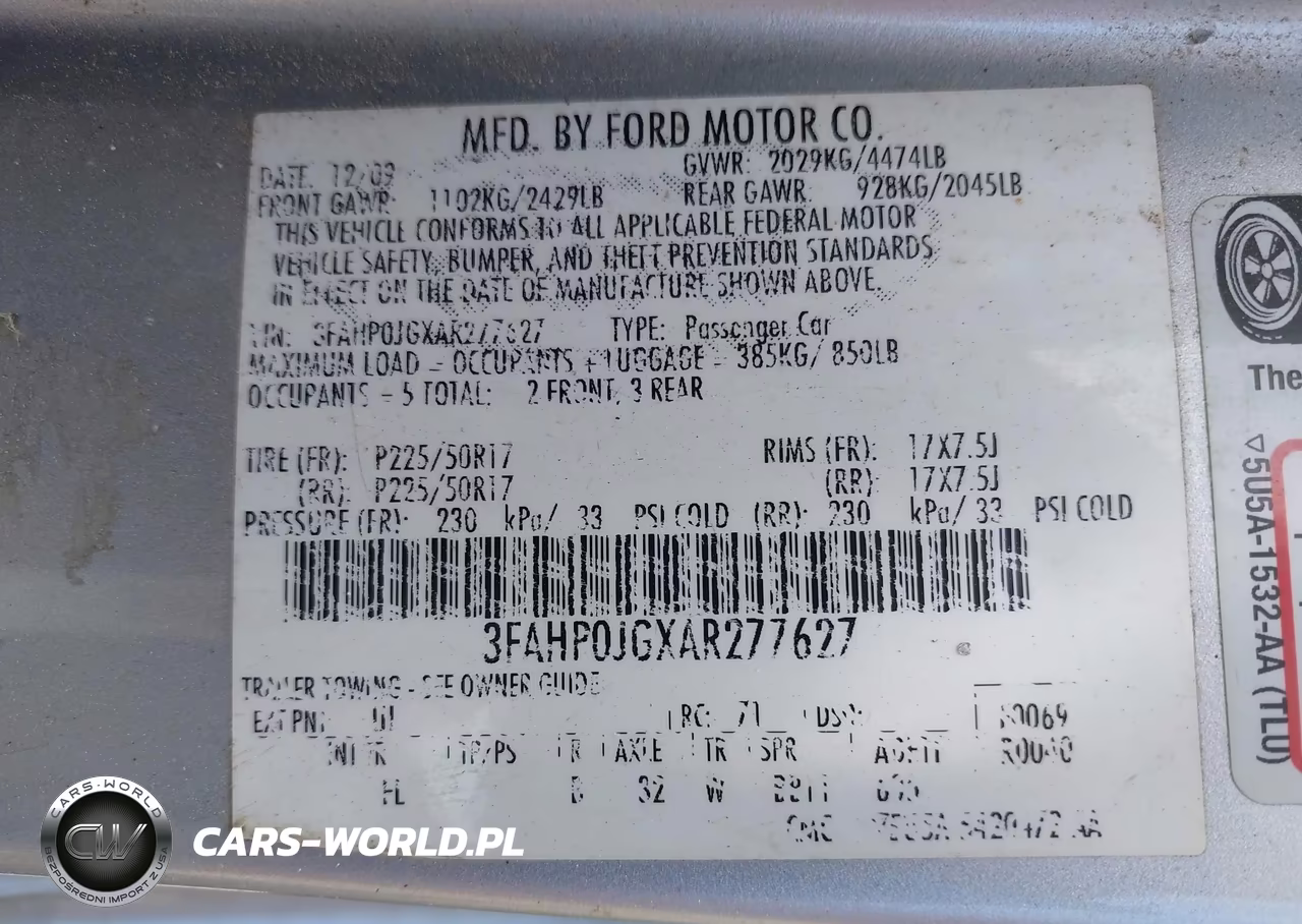 2010 Ford Fusion Sel VIN:3FAHP0JGXAR277627 - 9