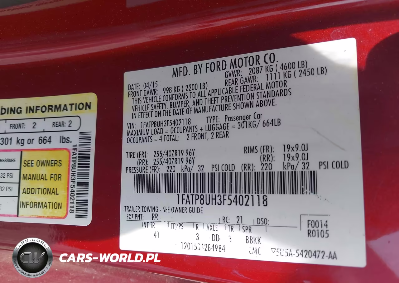 2015 Ford Mustang Ecoboost Premium VIN:1FATP8UH3F5402118 - 9