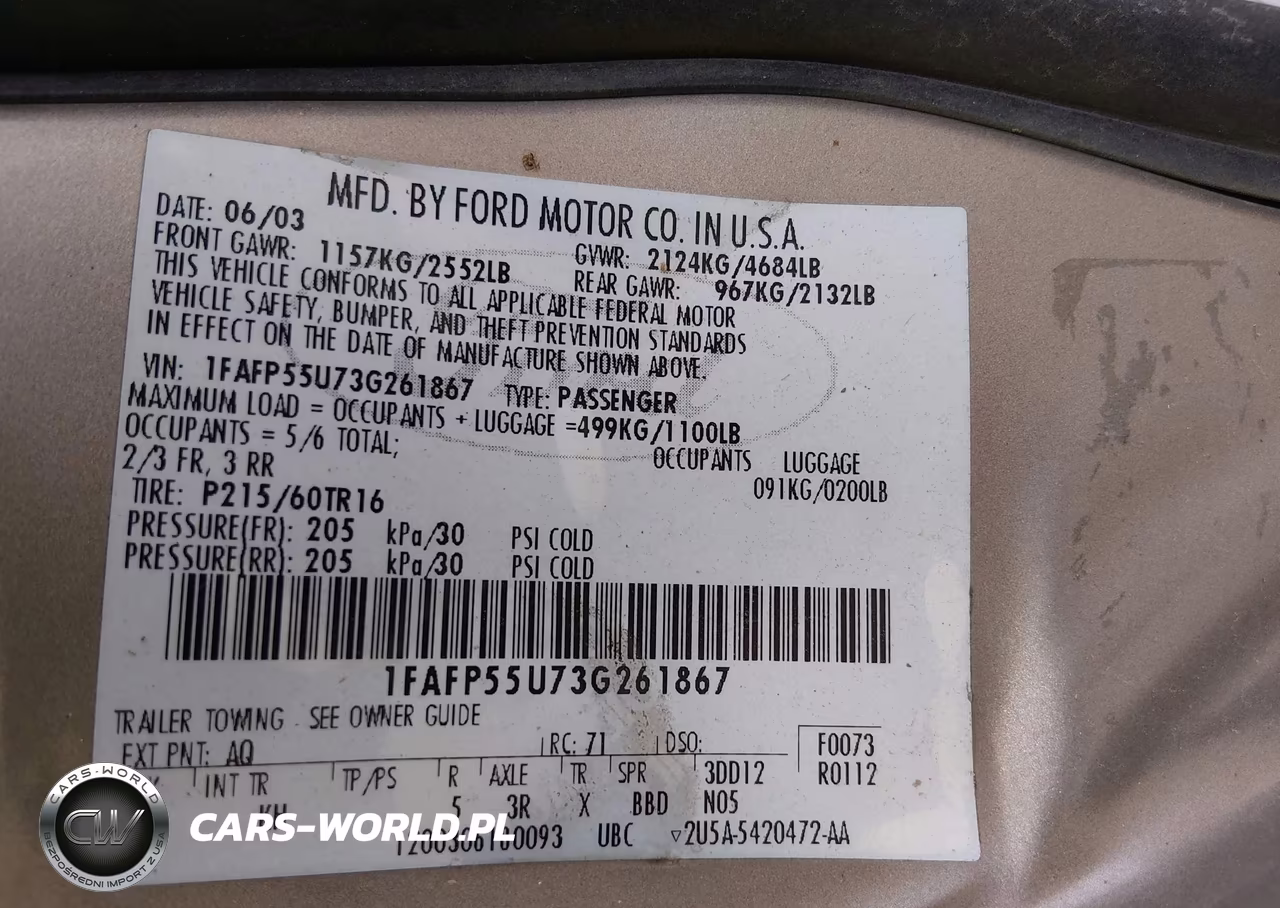 2003 Ford Taurus Ses VIN:1FAFP55U73G261867 - 9