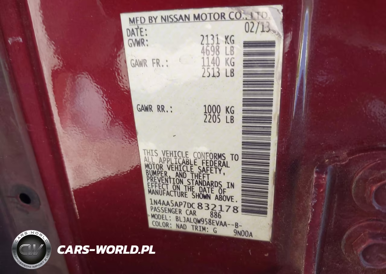 2013 Nissan Maxima 3.5 S VIN:1N4AA5AP7DC832178 - 9