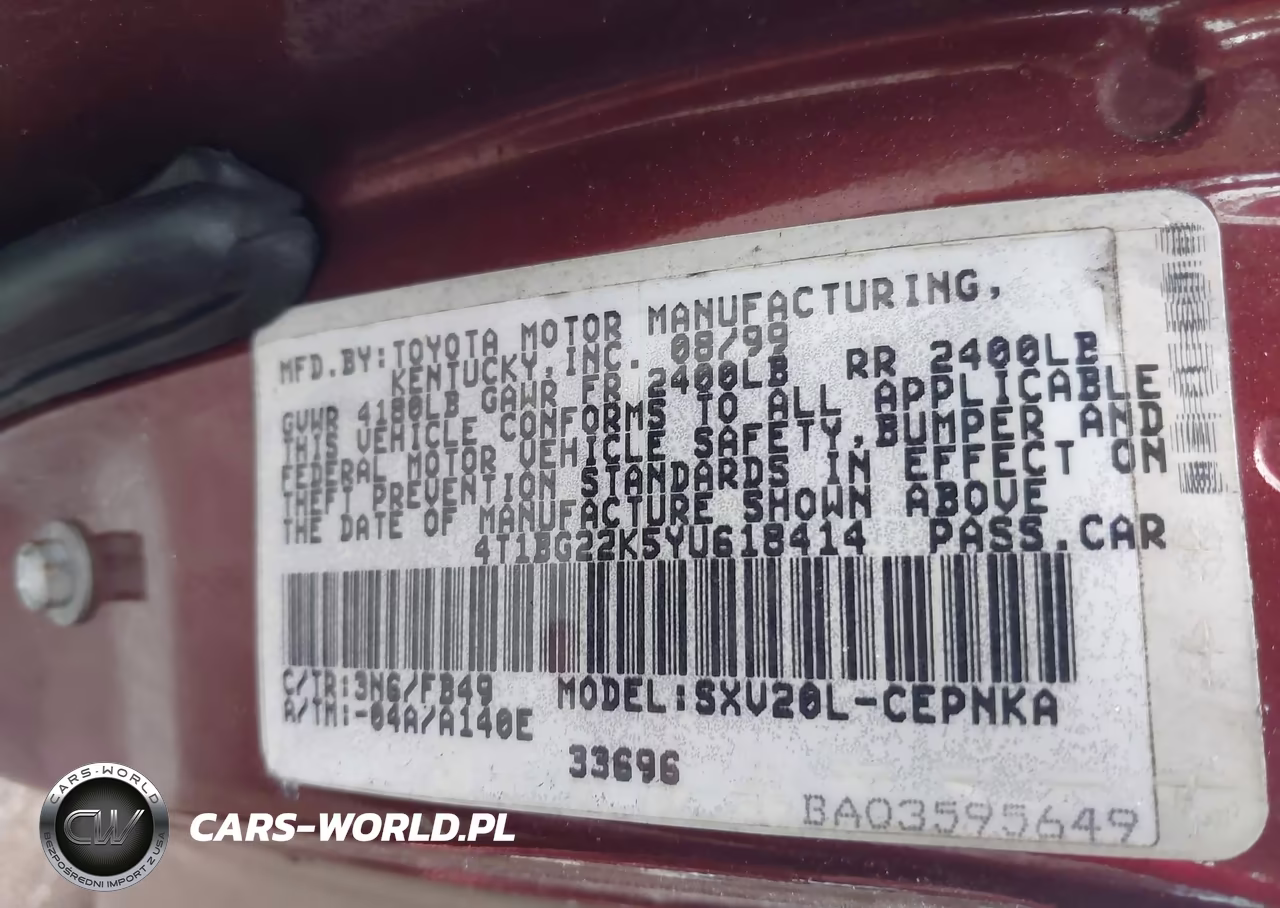 2000 Toyota Camry Le VIN:4T1BG22K5YU618414 - 9