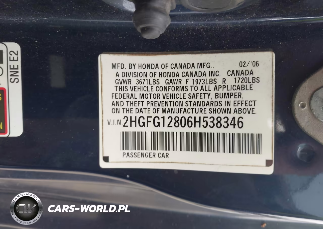 2006 Honda Civic Ex VIN:2HGFG12806H538346 - 9