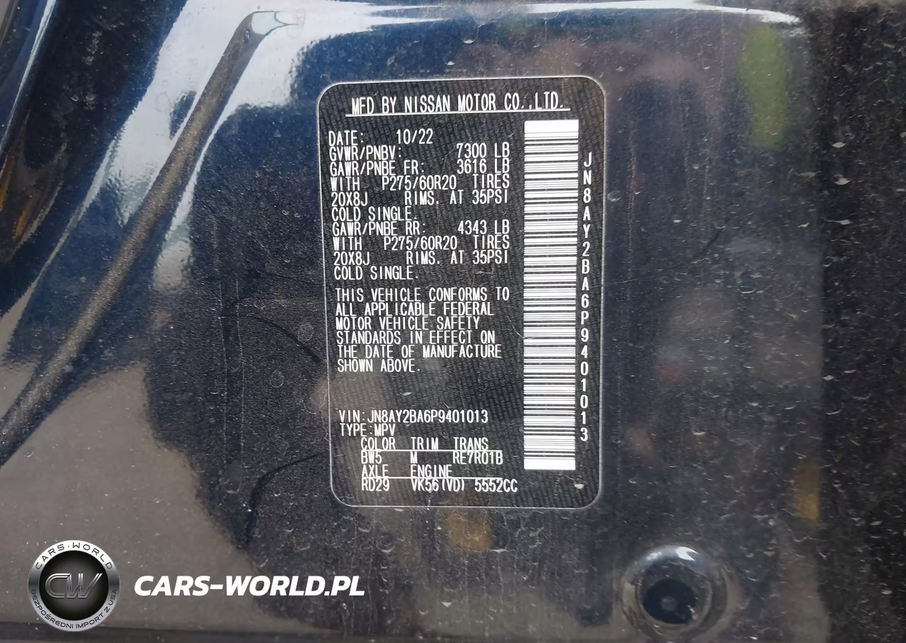 2023 Nissan Armada Sl 2Wd VIN:JN8AY2BA6P9401013 - 9