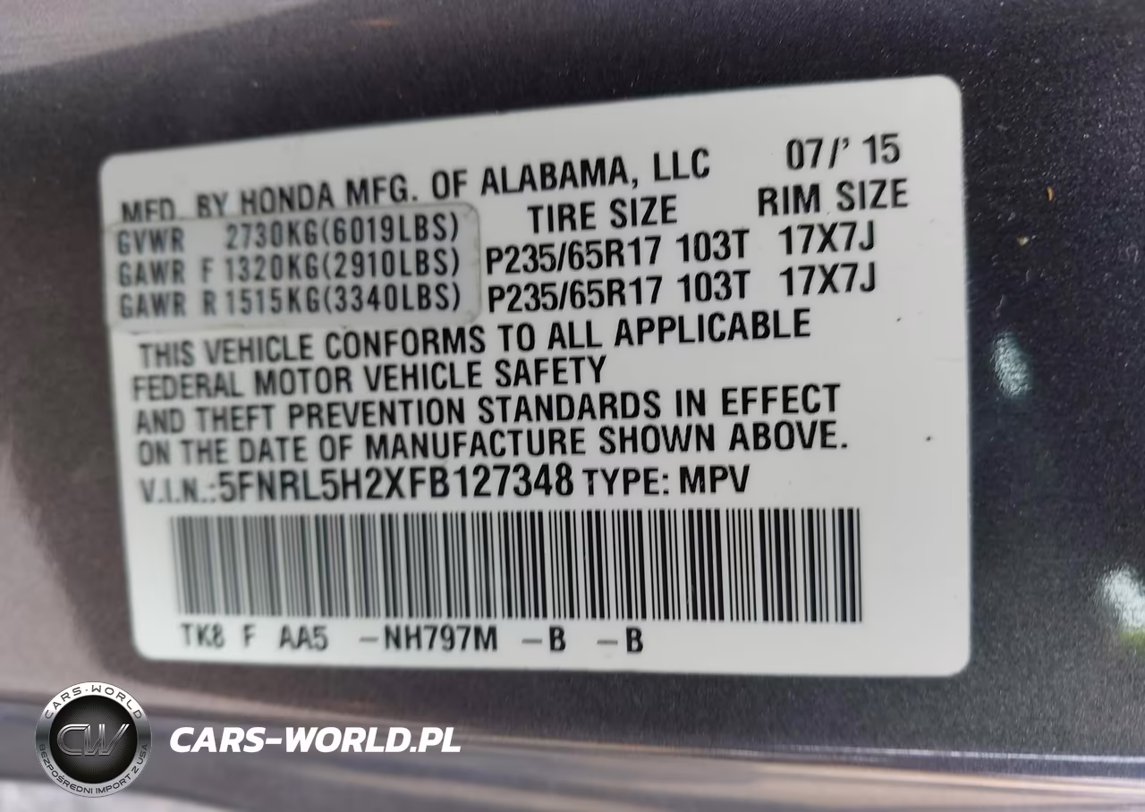 2015 Honda Odyssey Lx VIN:5FNRL5H2XFB127348 - 9