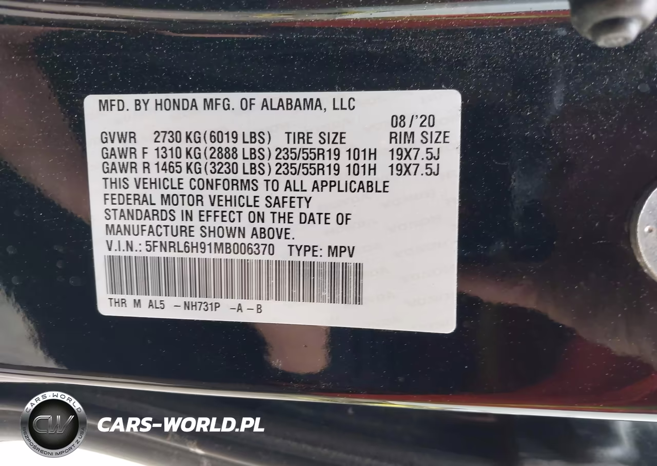 2021 Honda Odyssey Elite VIN:5FNRL6H91MB006370 - 9