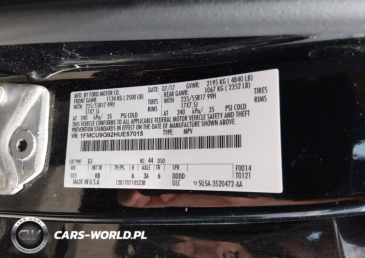 2017 Ford Escape Se VIN:1FMCU9G92HUE57015 - 9
