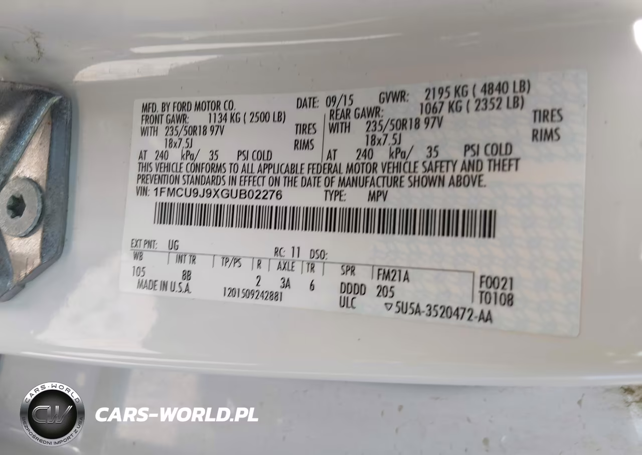 2016 Ford Escape Titanium VIN:1FMCU9J9XGUB02276 - 9