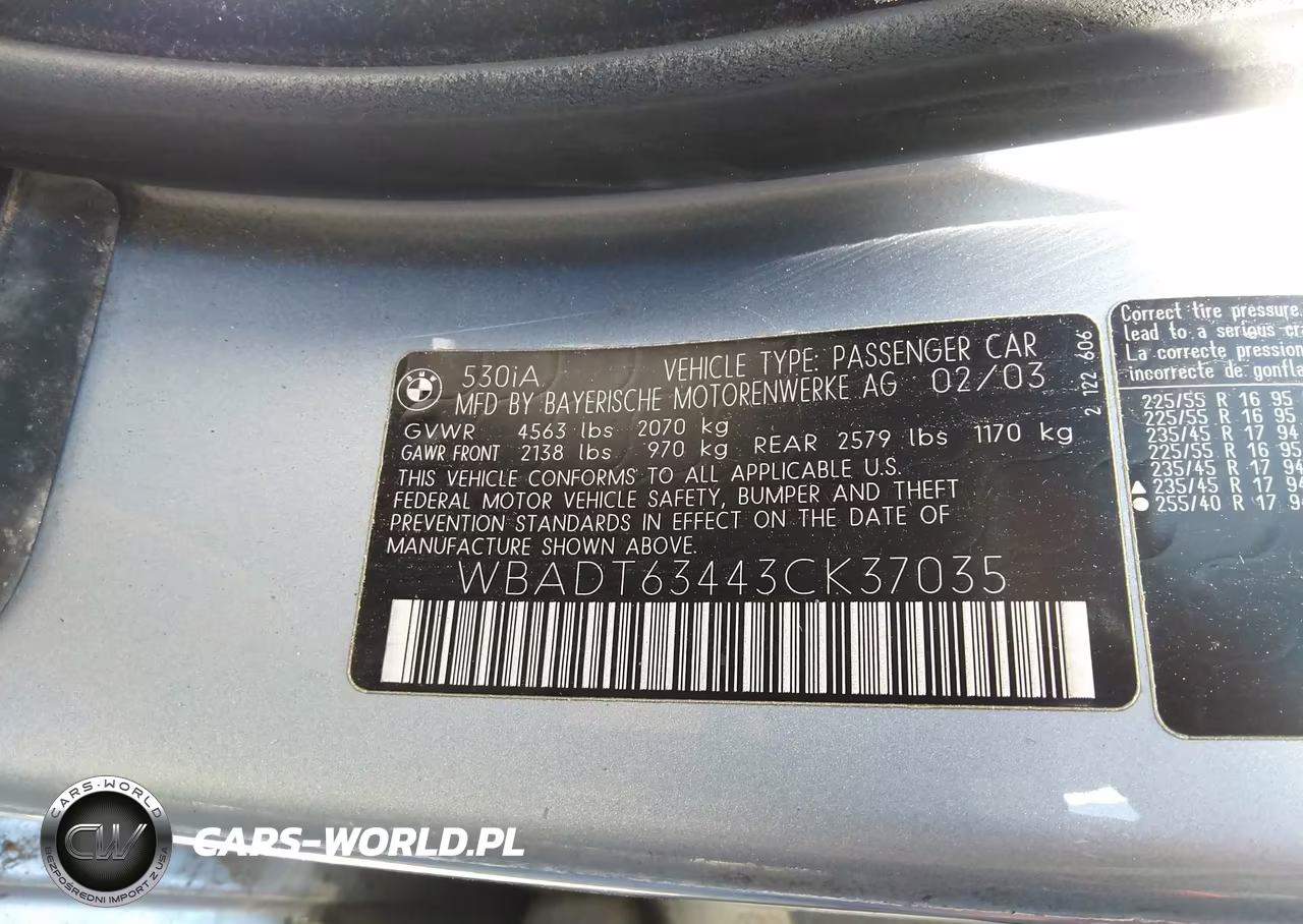 2003 BMW 530Ia VIN:WBADT63443CK37035 - 9