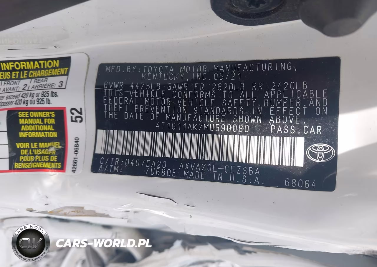 2021 Toyota Camry Se VIN:4T1G11AK7MU590080 - 9