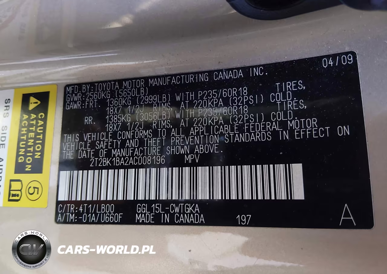 2010 Lexus Rx 350 VIN:2T2BK1BA2AC008196 - 9