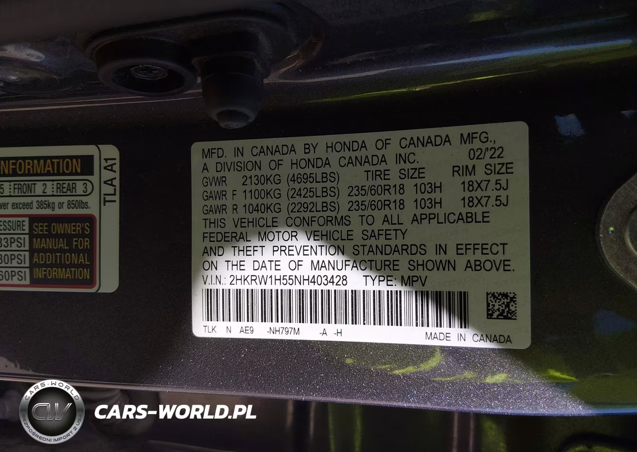 2022 Honda Cr-V 2Wd Ex VIN:2HKRW1H55NH403428 - 9