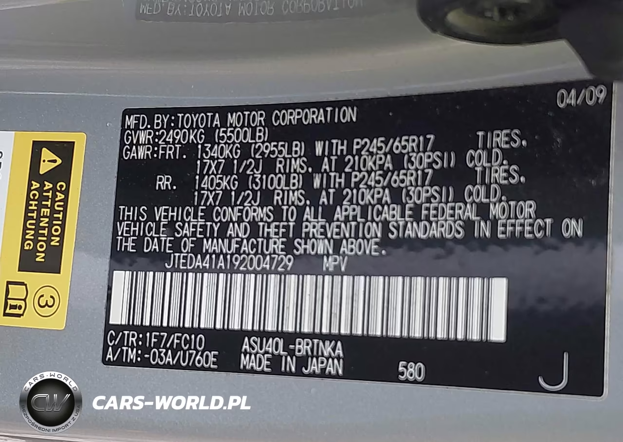2009 Toyota Highlander VIN:JTEDA41A192004729 - 9