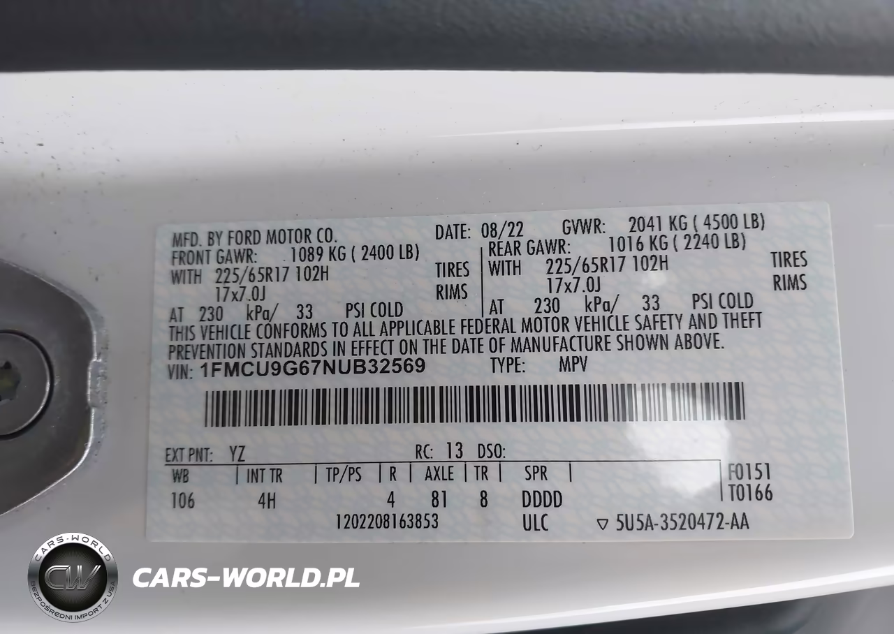 2022 Ford Escape Se VIN:1FMCU9G67NUB32569 - 9