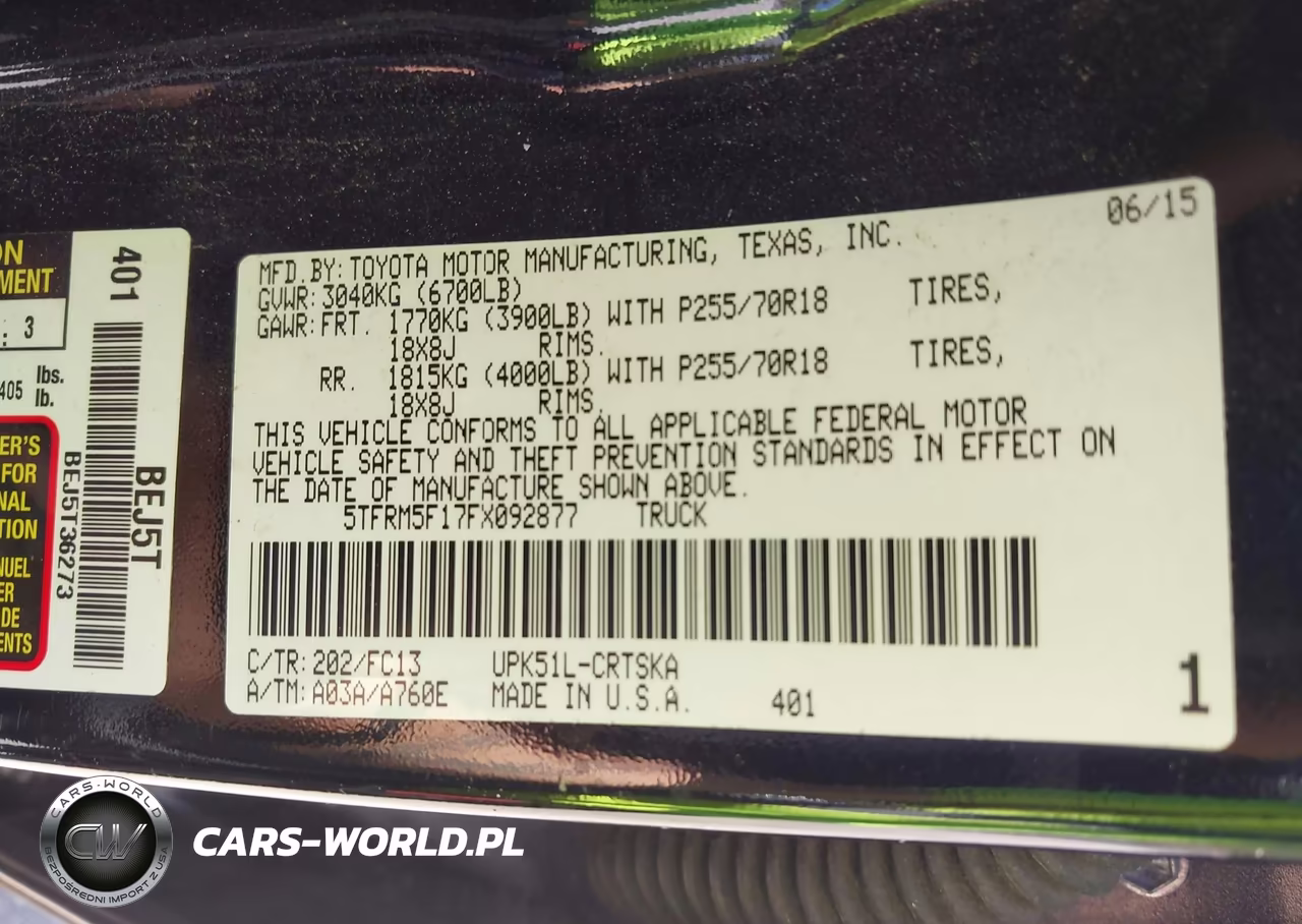 2015 Toyota Tundra Sr5 4.6L V8 VIN:5TFRM5F17FX092877 - 9