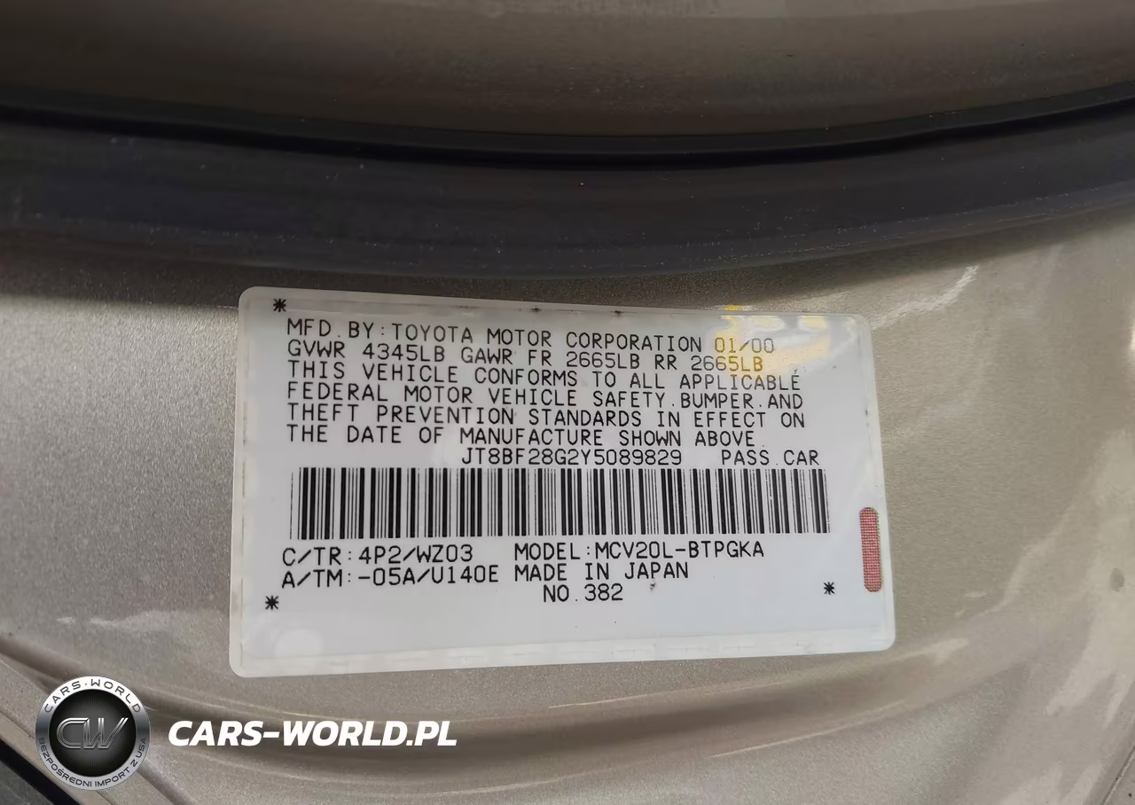 2000 Lexus Es 300 VIN:JT8BF28G2Y5089829 - 9