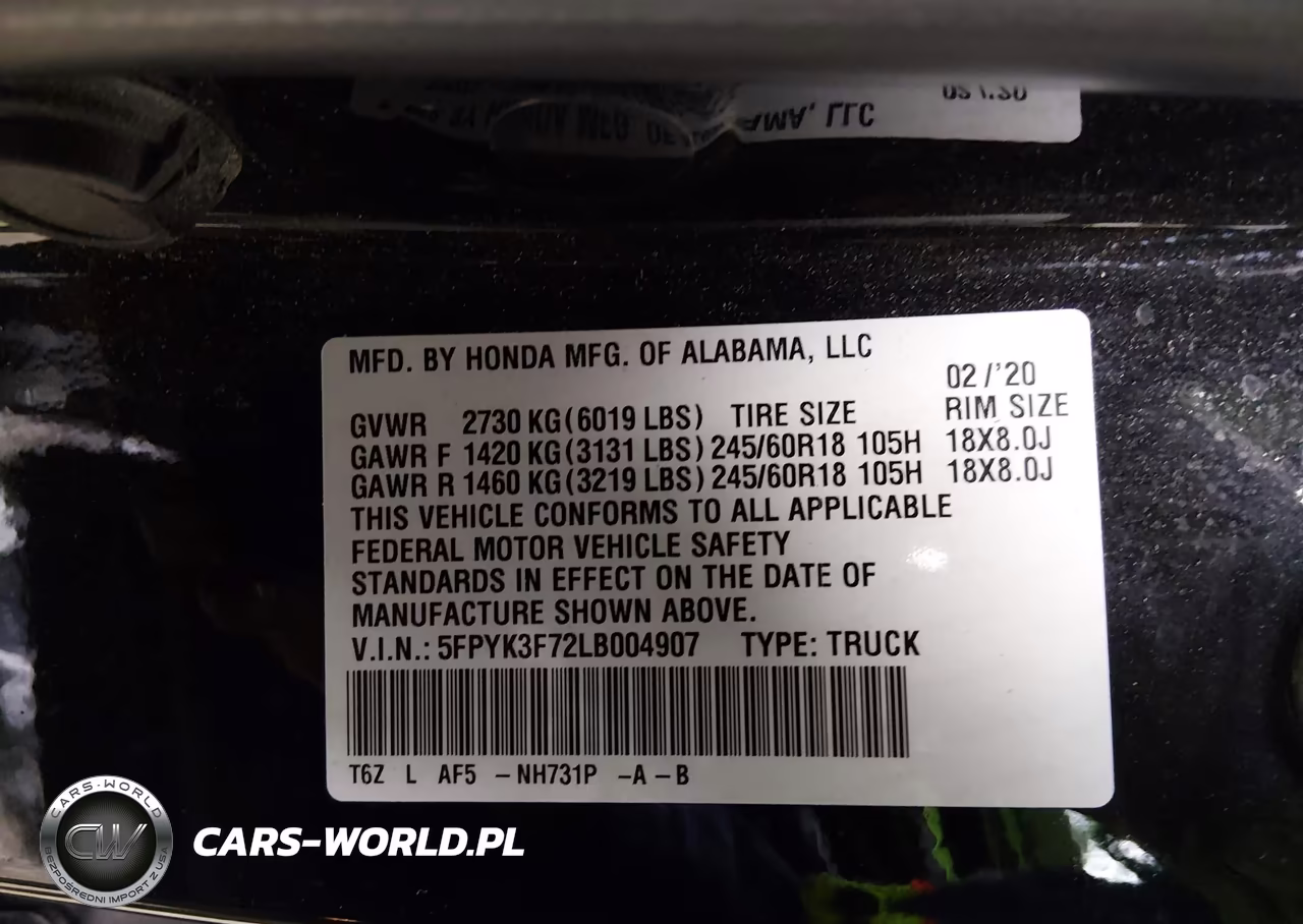 2020 Honda Ridgeline Rtl-E VIN:5FPYK3F72LB004907 - 9