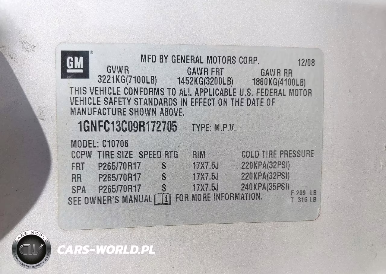 2009 Chevrolet Tahoe Ls VIN:1GNFC13C09R172705 - 9