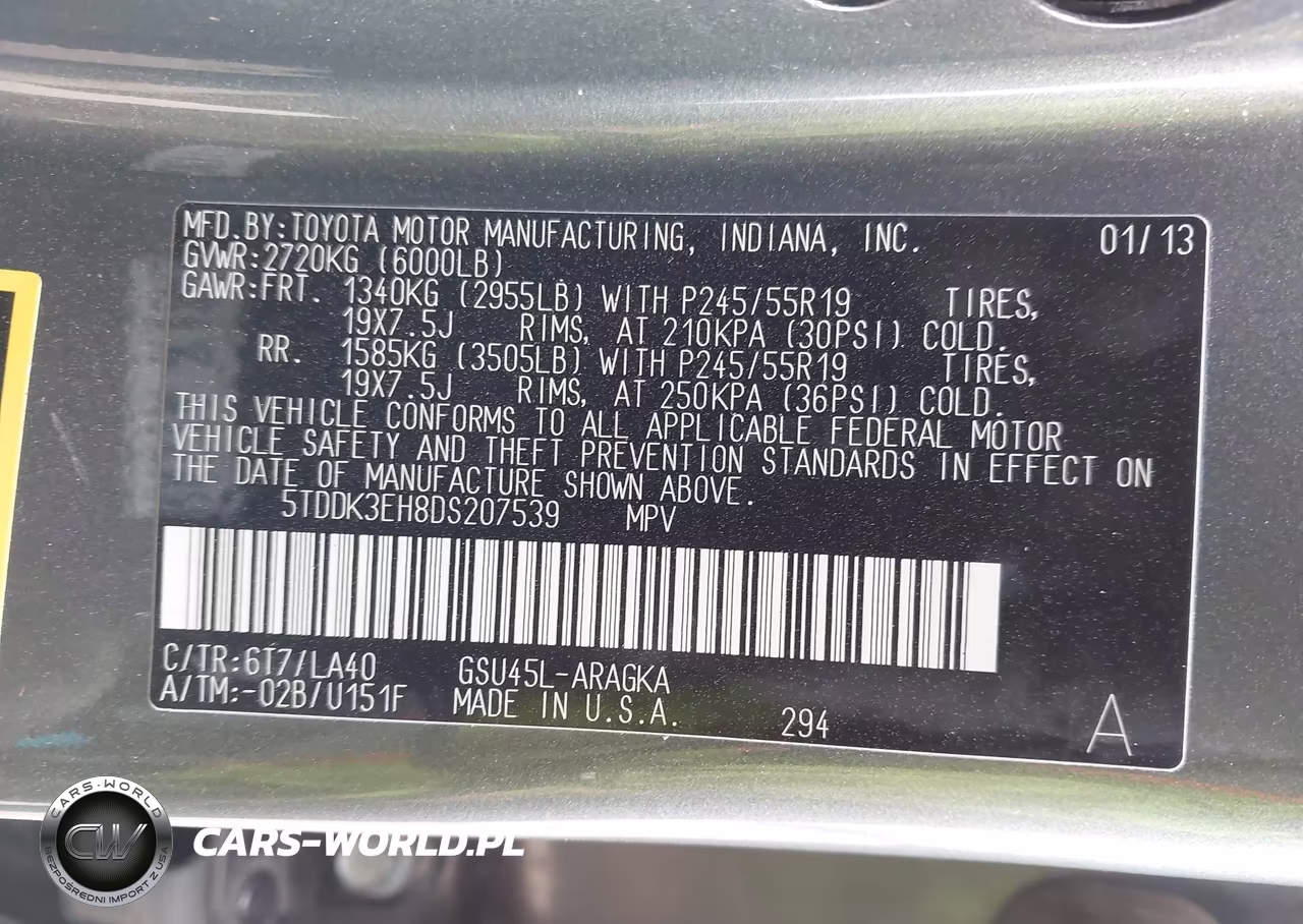 2013 Toyota Highlander Limited V6 VIN:5TDDK3EH8DS207539 - 9