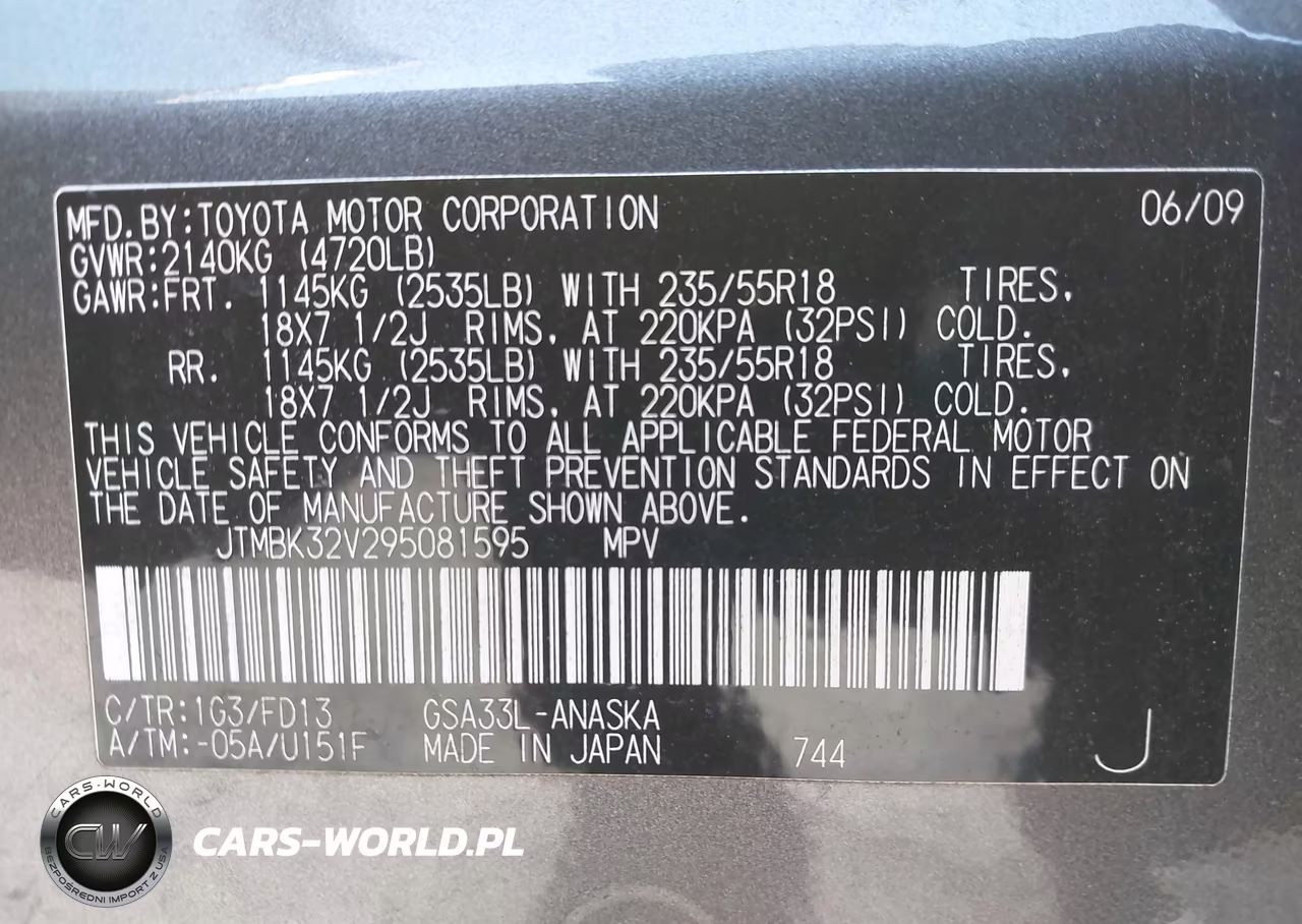 2009 Toyota Rav4 Sport V6 VIN:JTMBK32V295081595 - 9