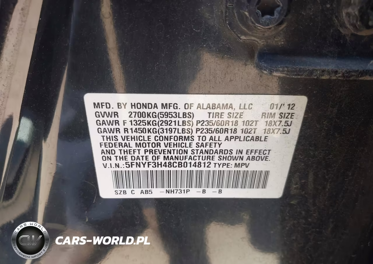 2012 Honda Pilot Ex VIN:5FNYF3H48CB014812 - 9