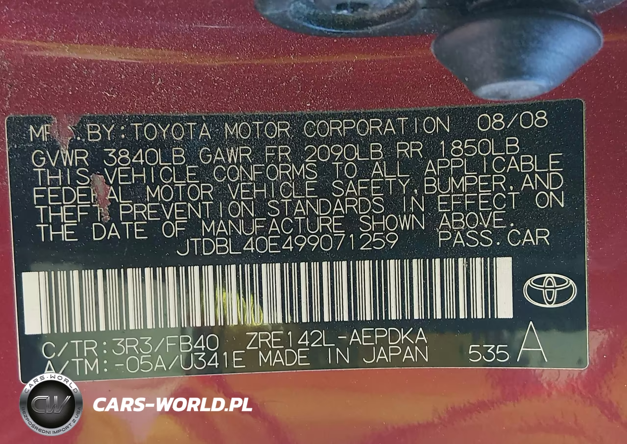2009 Toyota Corolla Le VIN:JTDBL40E499071259 - 9