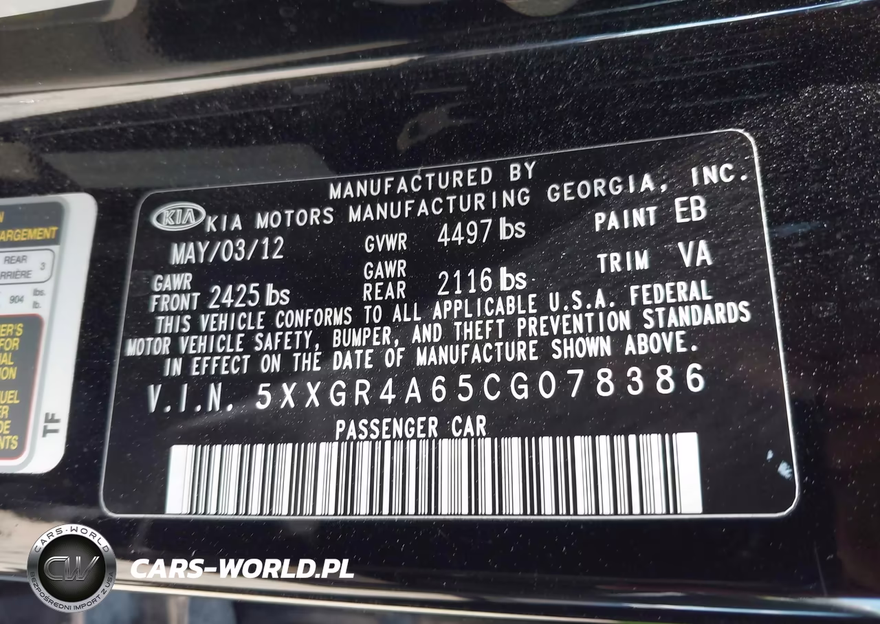 2012 Kia Optima Sx VIN:5XXGR4A65CG078386 - 9