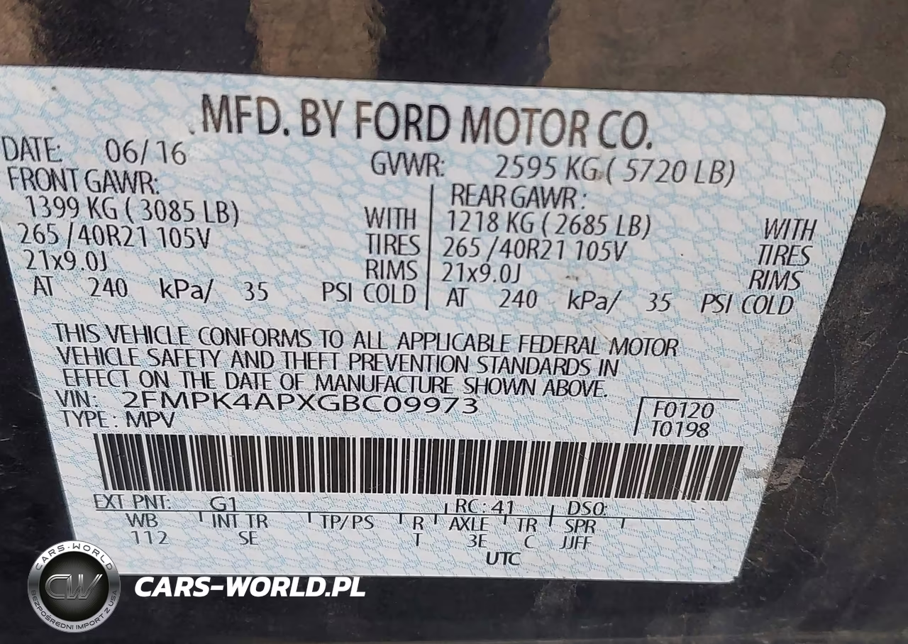 2016 Ford Edge Sport VIN:2FMPK4APXGBC09973 - 9