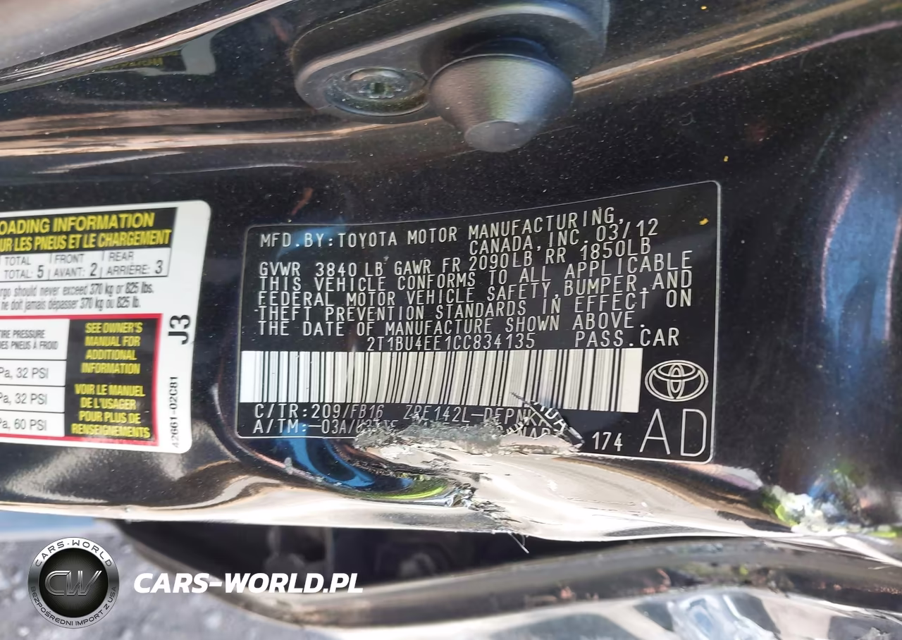 2012 Toyota Corolla Le VIN:2T1BU4EE1CC834135 - 9