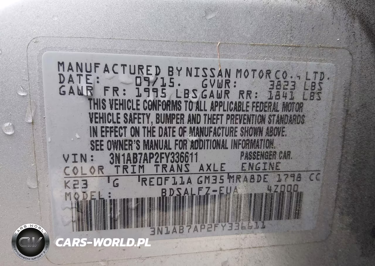 2015 Nissan Sentra Fe+ S VIN:3N1AB7AP2FY336611 - 9
