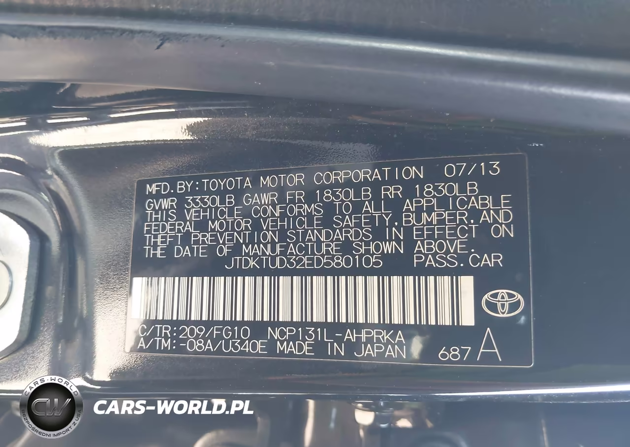 2014 Toyota Yaris Le (Tmc-Cbu Plant) VIN:JTDKTUD32ED580105 - 9
