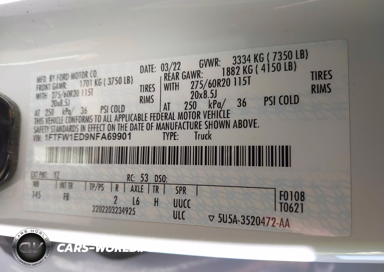 2022 Ford F-150 Xlt VIN:1FTFW1ED9NFA69901 - 9