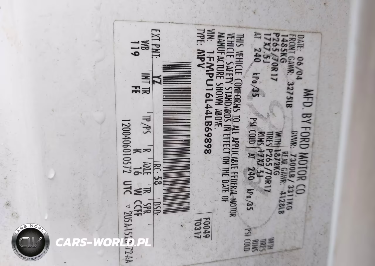 2004 Ford Expedition Nbx-Xlt VIN:1FMPU16L44LB69898 - 9