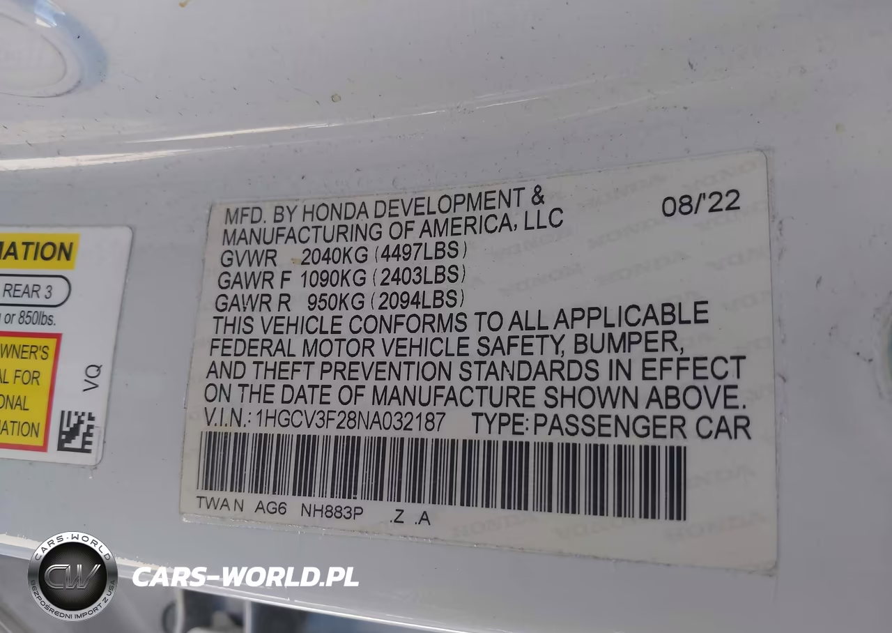 2022 Honda Accord Hybrid Sport VIN:1HGCV3F28NA032187 - 9