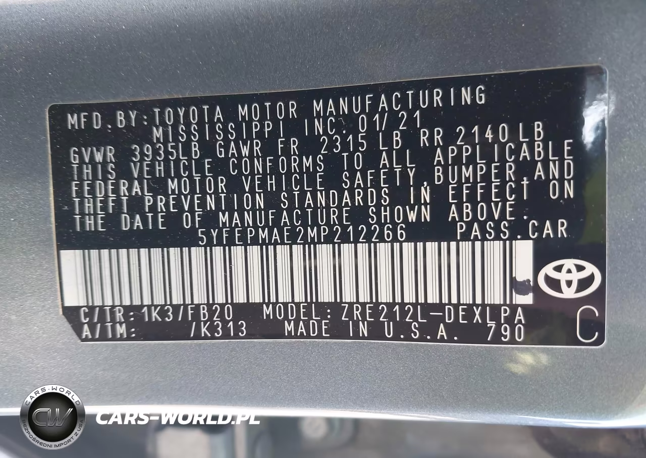 2021 Toyota Corolla Le VIN:5YFEPMAE2MP212266 - 9