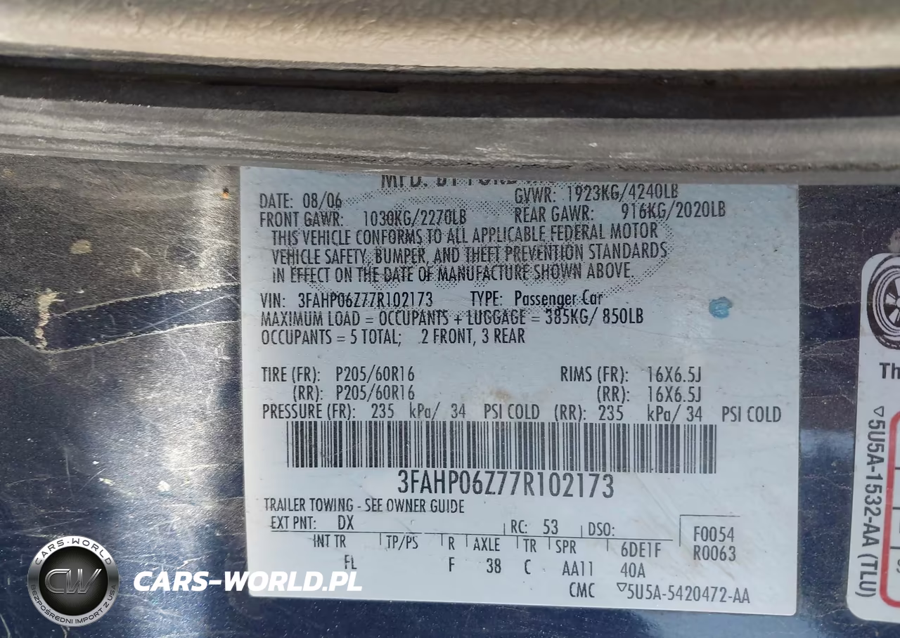 2007 Ford Fusion S VIN:3FAHP06Z77R102173 - 9