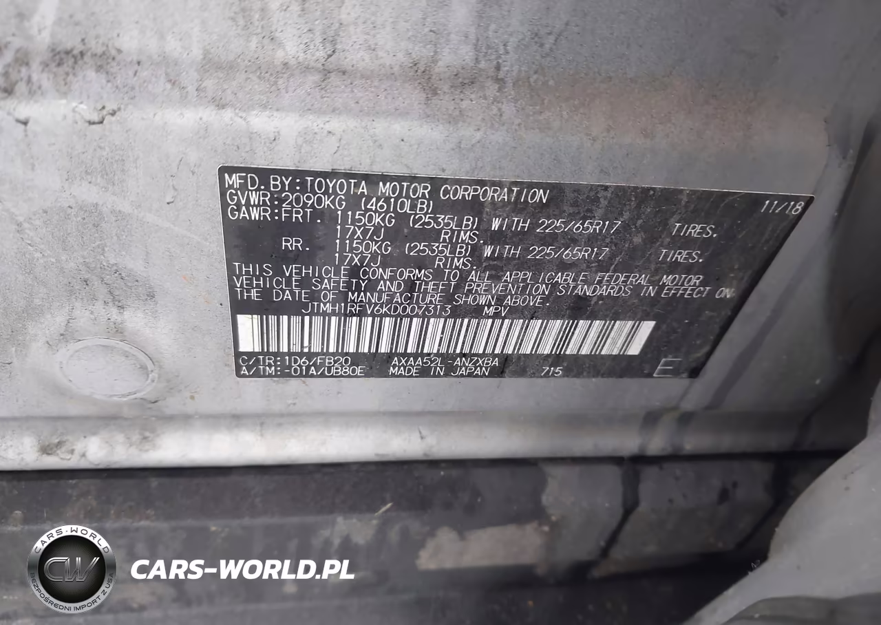 2019 Toyota Rav4 Le VIN:JTMH1RFV6KD007313 - 9