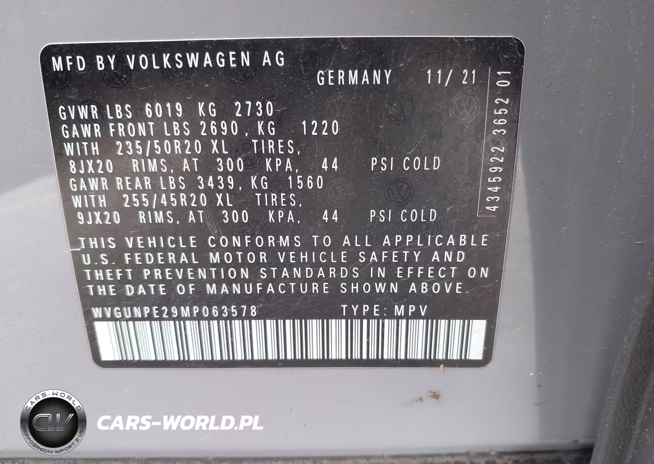 2021 Volkswagen Id.4 Awd Pro S VIN:WVGUNPE29MP063578 - 9