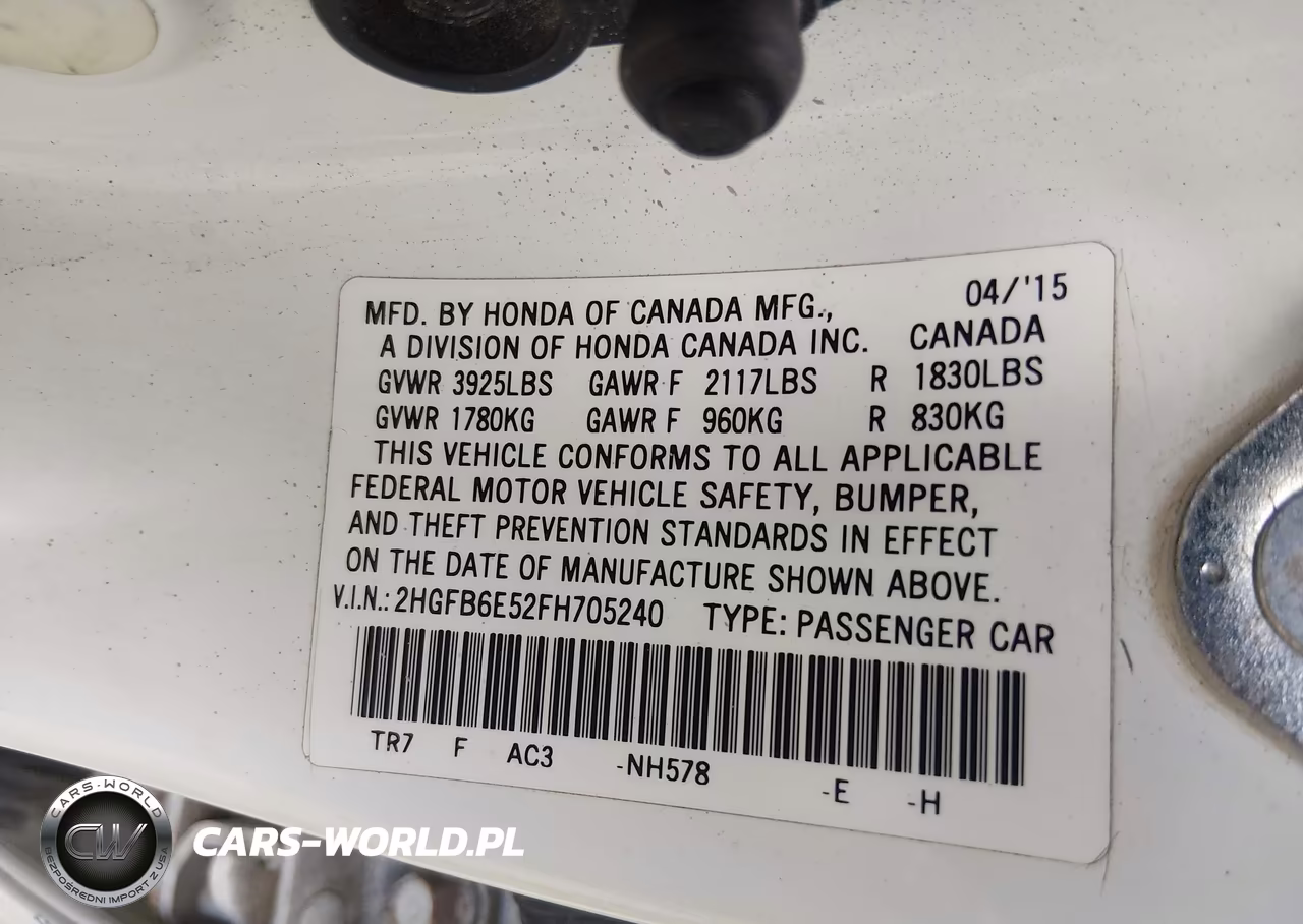 2015 Honda Civic Si VIN:2HGFB6E52FH705240 - 9