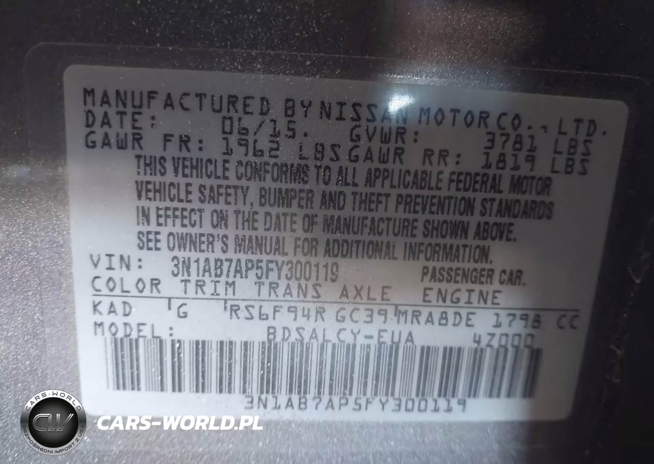 2015 Nissan Sentra S VIN:3N1AB7AP5FY300119 - 9