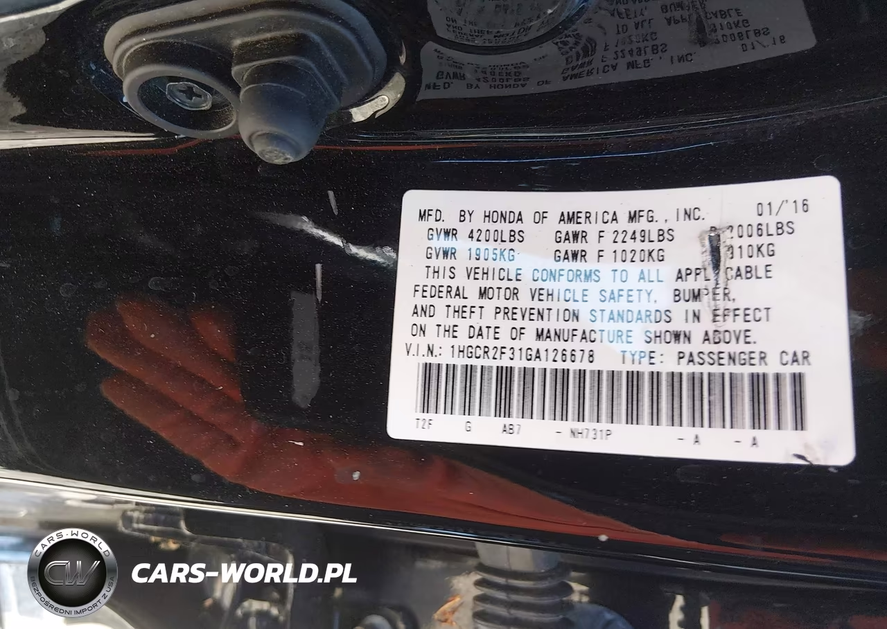 2016 Honda Accord Lx VIN:1HGCR2F31GA126678 - 9