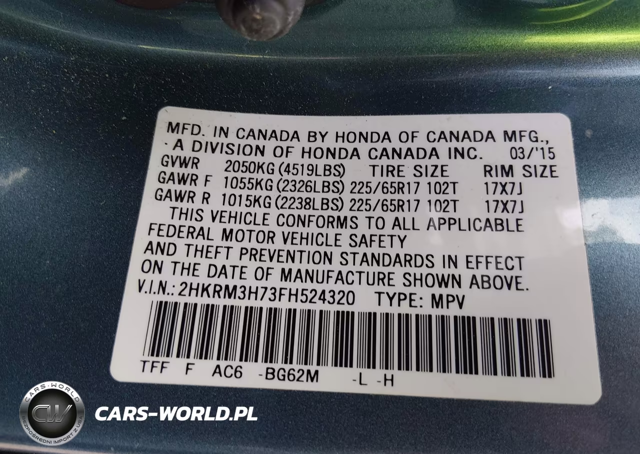 2015 Honda Cr-V Ex-L VIN:2HKRM3H73FH524320 - 9