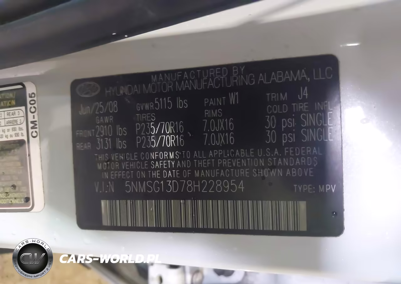 2008 Hyundai Santa Fe Gls VIN:5NMSG13D78H228954 - 9