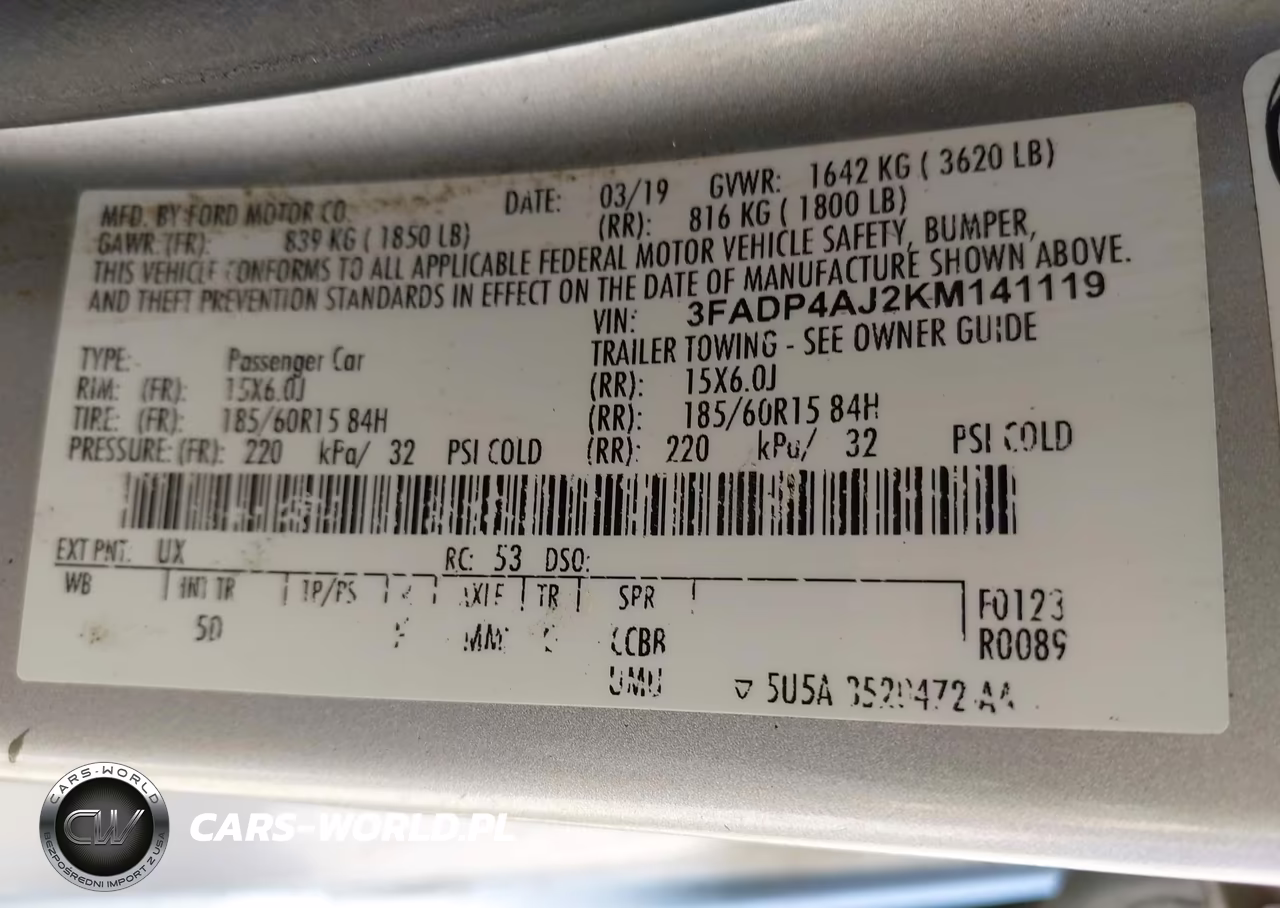 2019 Ford Fiesta S VIN:3FADP4AJ2KM141119 - 9