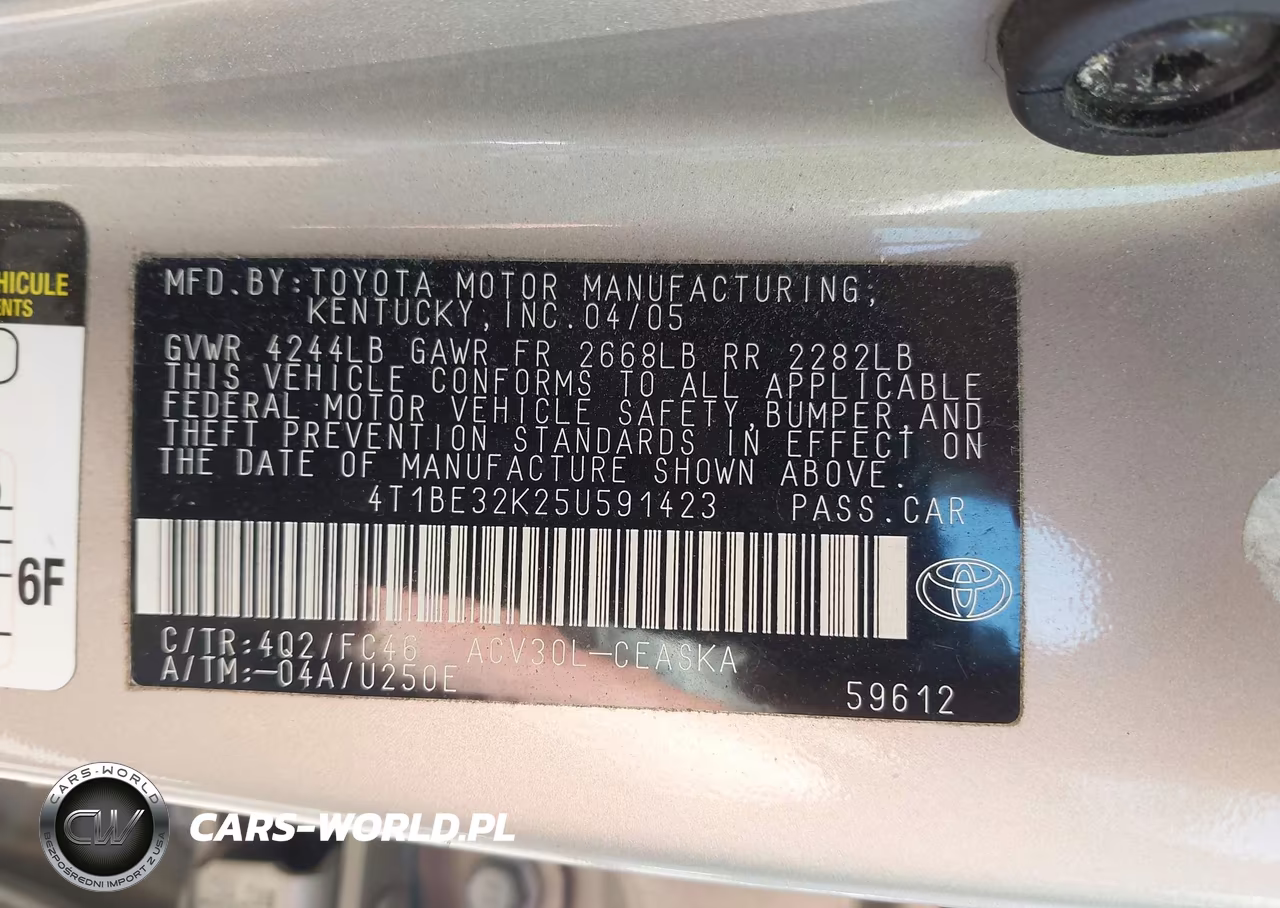 2005 Toyota Camry Se VIN:4T1BE32K25U591423 - 9