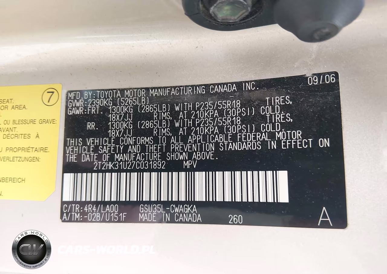 2007 Lexus Rx 350 VIN:2T2HK31U27C031892 - 9